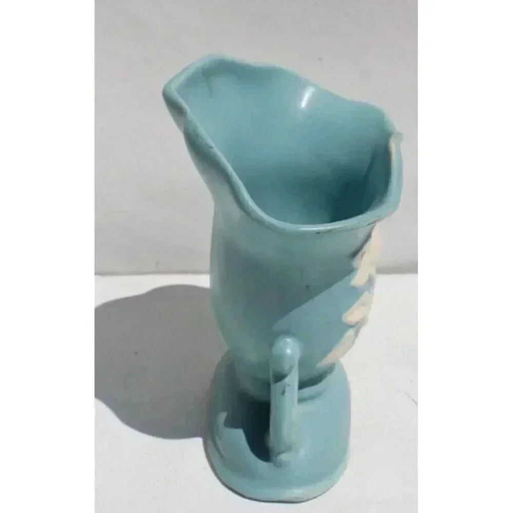 Vintage LIGHT Blue Art Deco CAMEO WELLER Pottery Vase